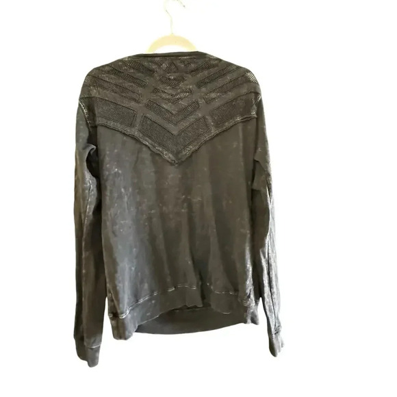 Affliction Black Distressed Back Cut-Outs Mesh Sweatshirt Size XL - Picture 3 of 10